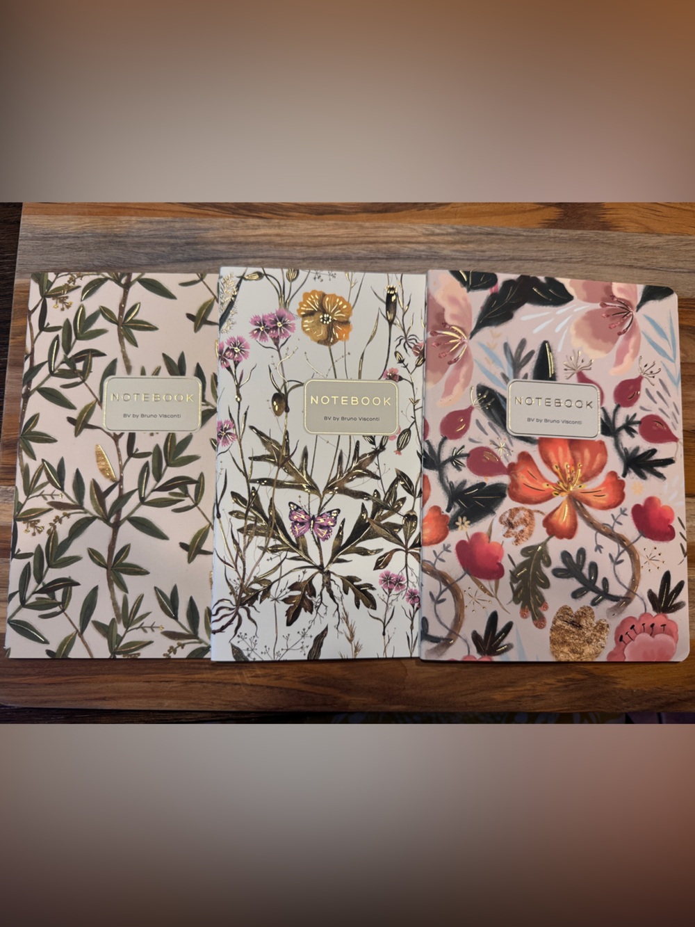 Set of 3 Gorgeous Gold Foil Detailed Soft Touch Notebook Journals- lovely gift!